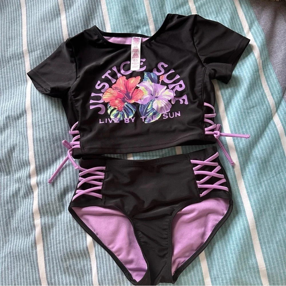 Justice Girls Rashguard swim set